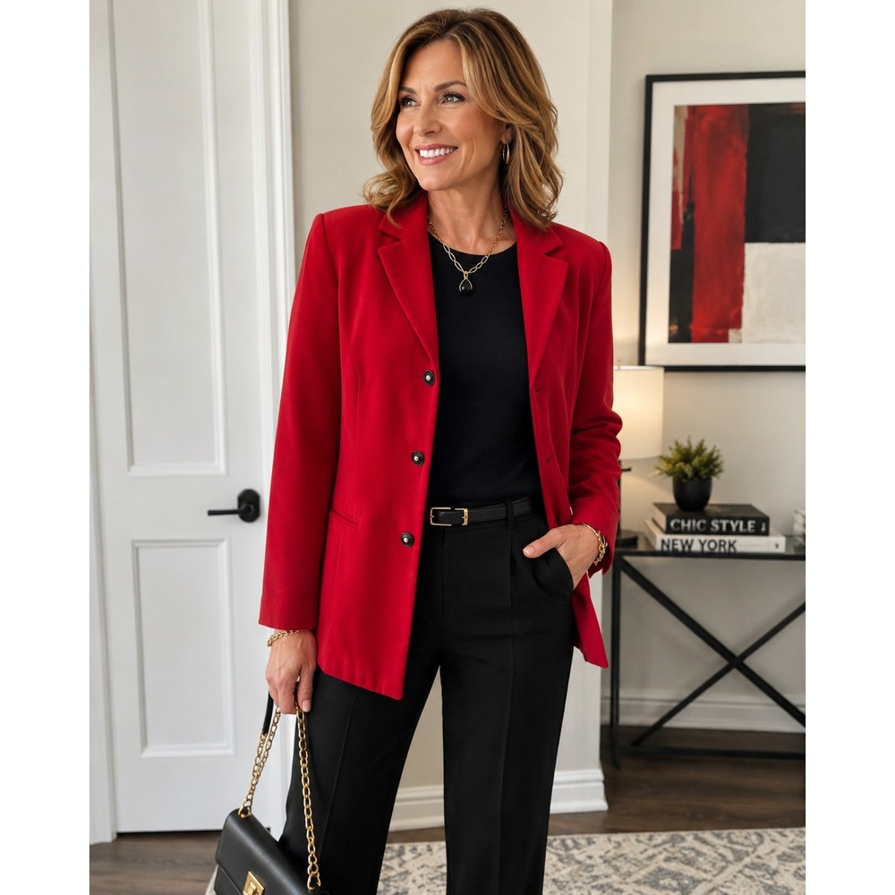 Koret Blazer Women 12 Red Professional Classic Lined Jacket 90s Corporate